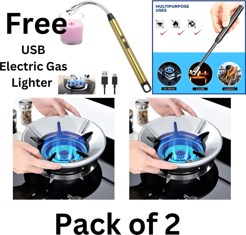 mamajee gas saver burner/Gas (2 Burners)Saver Ring Steel Manual Stove black 5 kg Roaster(Silver)