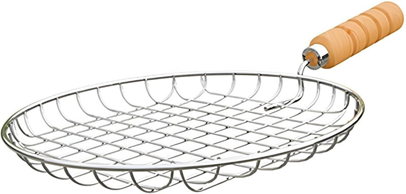 NOHUNT Roaster Barbecue Net Jali Griller Chapati Toast Grill with Wooden Handle 1.5 kg Roaster(Silver)
