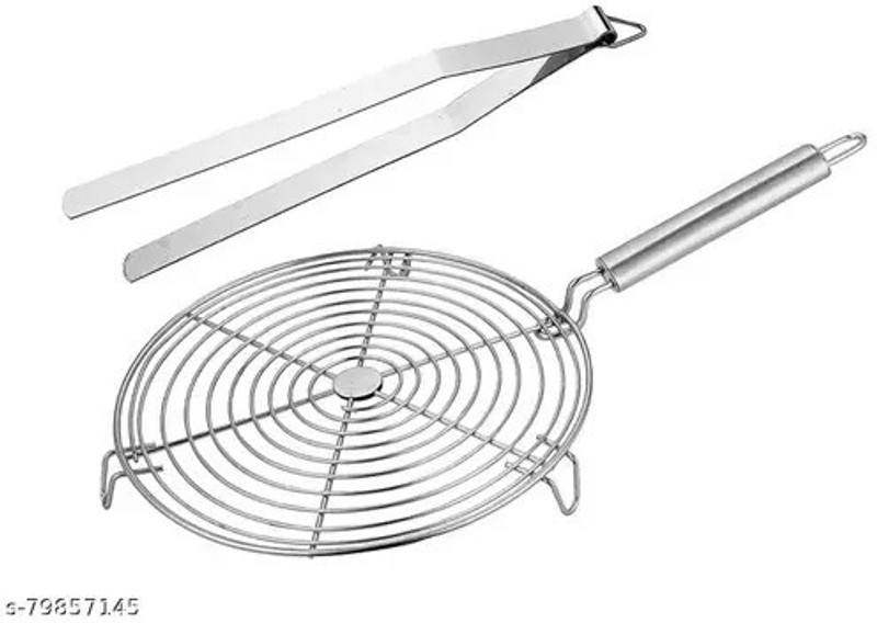 AFFODYL Stainless Steel Roaster Roti Grill, Roti tong (Pack of 2) 1 kg Roaster(Silver)