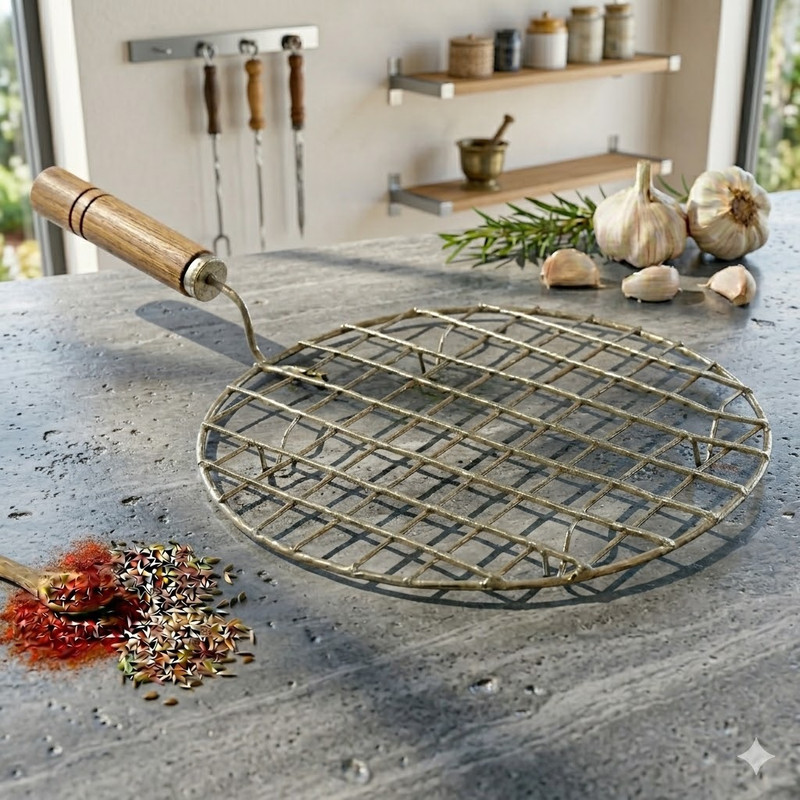 MAXSUN Papad Jali Roti Grill Phulka Chapati Roaster Steel Gas Stove Net m19 6 kg Roaster(Silver)
