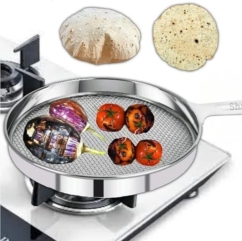 CookoFriends Steel Gas Griller for Home | Multi-Purpose Heavy Gauge Jali for Kitchen 1 kg Roaster(Silver)