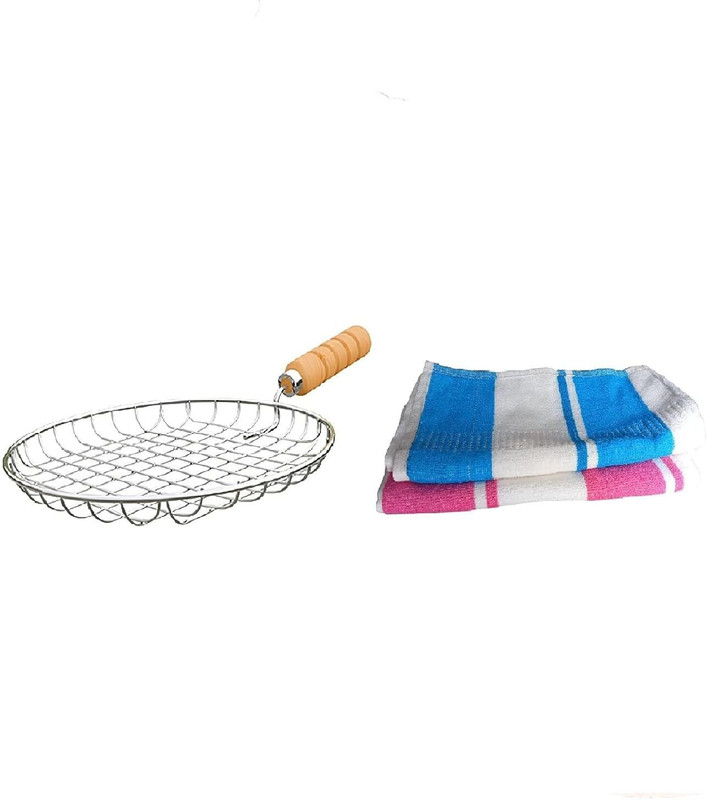 NOHUNT Steel Round Heavy Papad Roaster Paneer Grill With Free(2pc Towel)for Kitchen Use 1 kg Roaster(Multicolor)