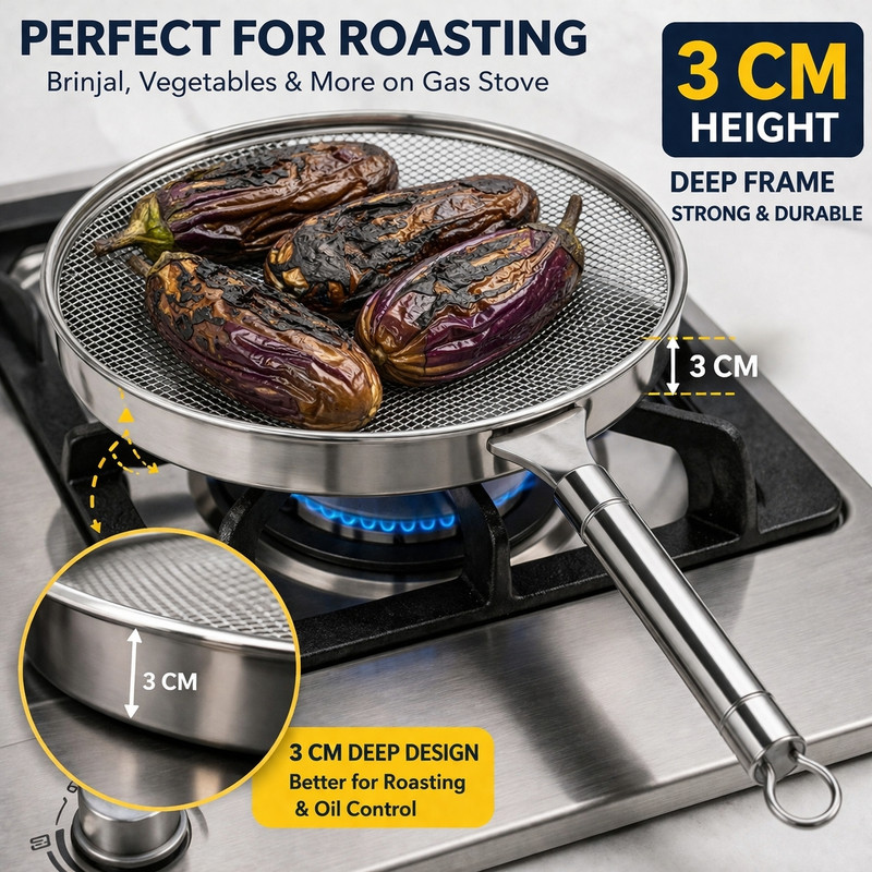 GalaxyRoaster Stainless steal roaster for papad, brinjal, tommato, and for rice stain 2.5 kg Roaster(Steel)