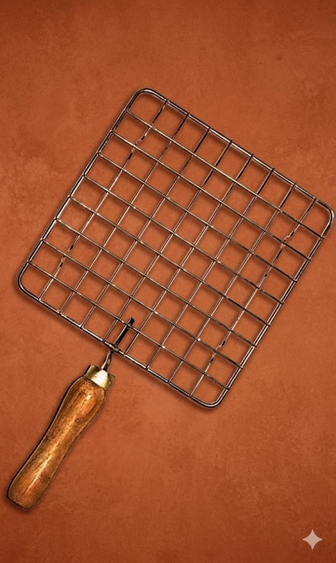 MANGLA Portable Grill with Wire Rack & Wooden Handle 3 kg Roaster(Silver)