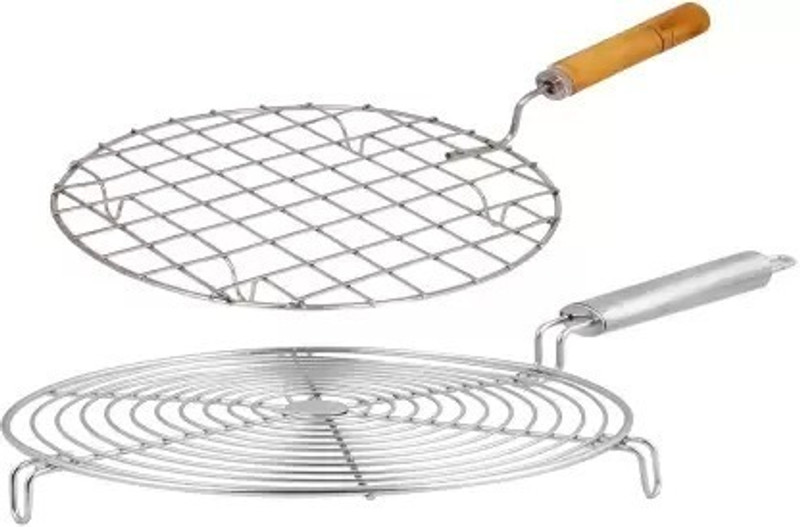 LMR3 Papad Jali Roast Jali Wooden & Steel Handle Roaster 1 kg Roaster(Silver)