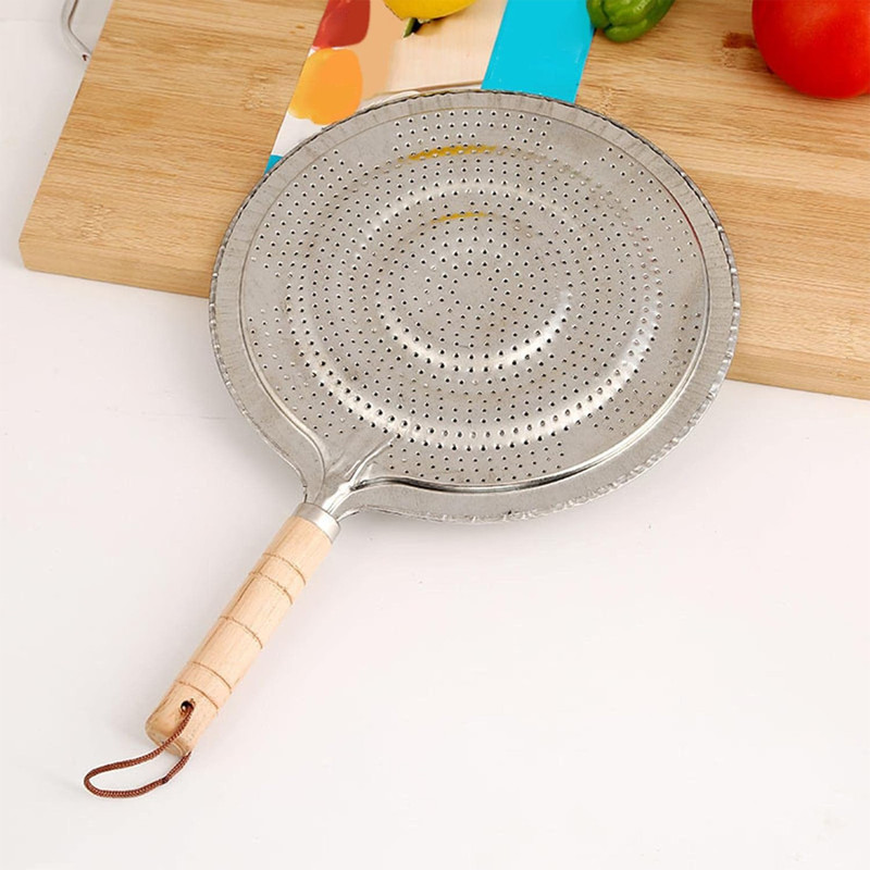 IDEAL PRIME Stainless Steel Roaster Heat Diffuser With Heat Resistance Wooden Handle 3 kg Roaster(Steel)