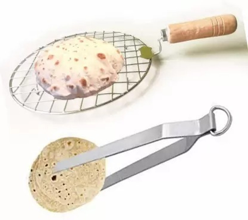 LSARI Stainless Steel Roaster, Roti Chimta & Pastry Brush 1 kg Roaster(Silver)