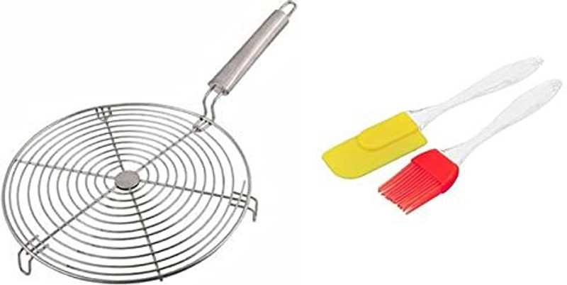 AFFODYL AFFODYL Stainless Steel Papad Jali,Roti Maker With Oil brush(pack of 2) 1 kg Roaster(Silver)