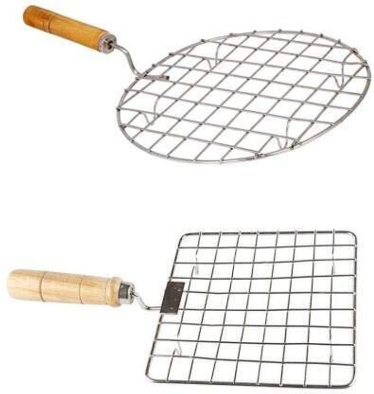 AFFODYL Roster Roti Papad Toast brinjal Chicken paneer tandoor (baingan) Wooden Handle 1 kg Roaster(Silver)