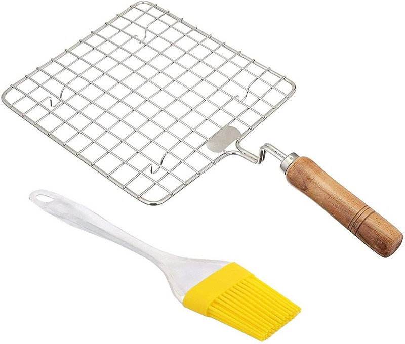 NOHUNT Steel Wire Roaster with Roasting Net Papad Jali Roti & Silicone Pastry Oil Brush 450 kg Roaster(Yellow)