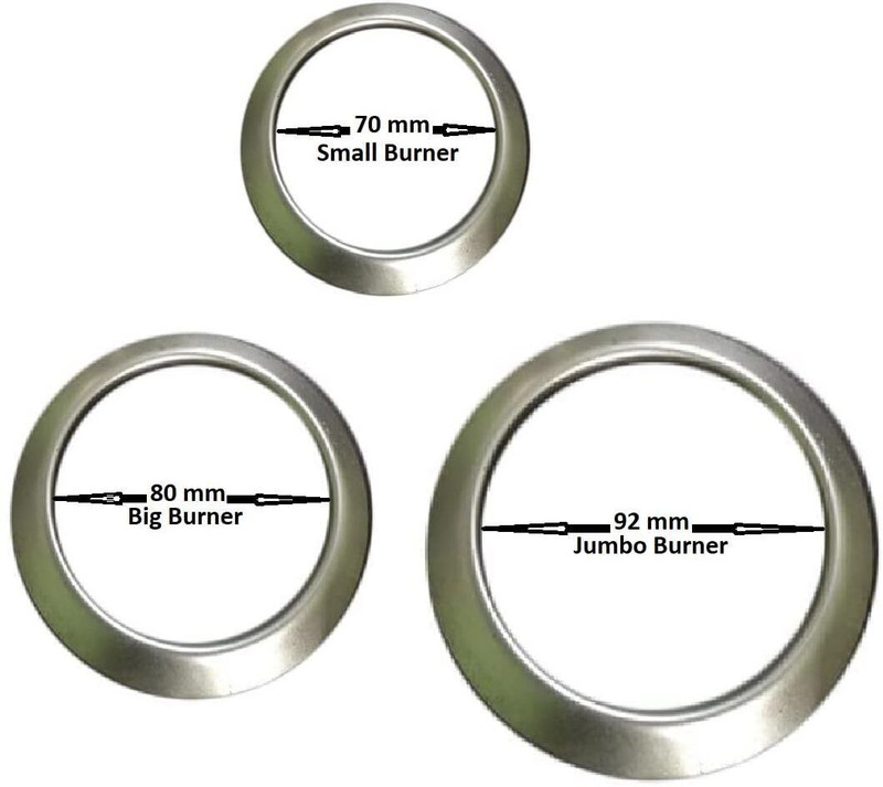 ABBOZZO Steel Gas Stove O Ring Burner 1 Small 70 MM 1 Big 80 MM 1 Jumbo 92 MM 0 kg Roaster(Silver)