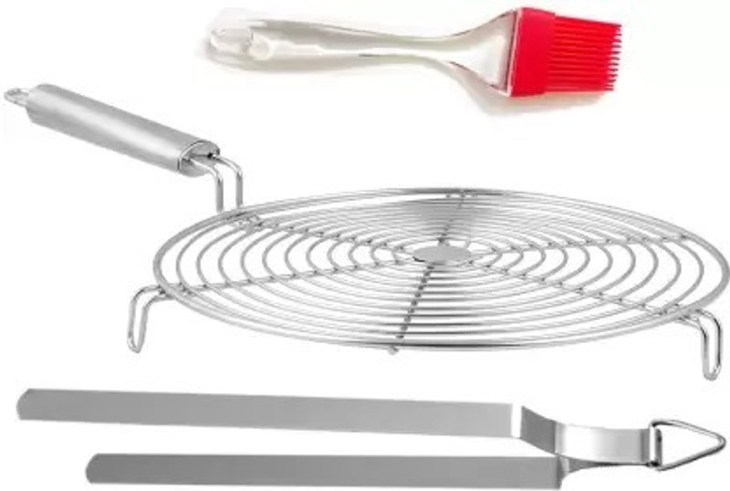 RAU MA Round Roaster_Chimta And Butter Brush_00C 2 kg Roaster(Silver)