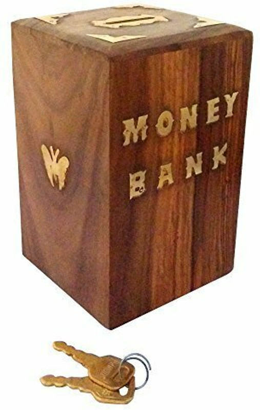 Empire Arts HandCrafted Square Piggy Bank, Money Bank, Gullak for Kids & Adults