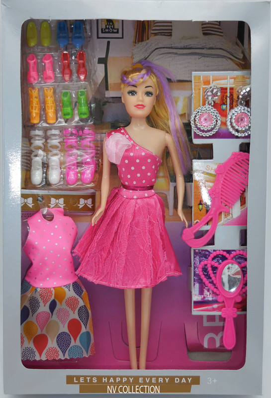 NV COLLECTION Doll Set Girls/With Slippers Doll Set/Earring/mirror/extra dress(multicolor)(Multicolor)
