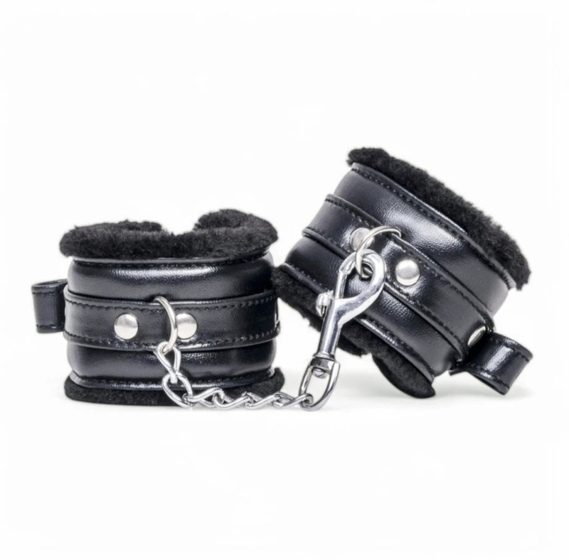 ARD Black Handcuff Adjustable Premium Soft Leather Cuffs for Couples