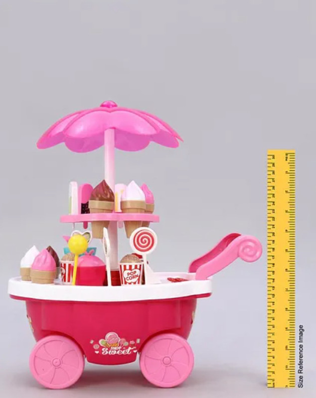 HornFlow Supermarket (IND*08) Shop Candy Sweet Shopping Cart, Ice Cream Role Playset