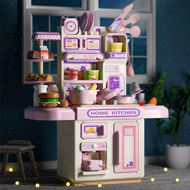 toiifren Kids Kitchen Set – Pretend Play Cooking Toy with Light & Steam Effects