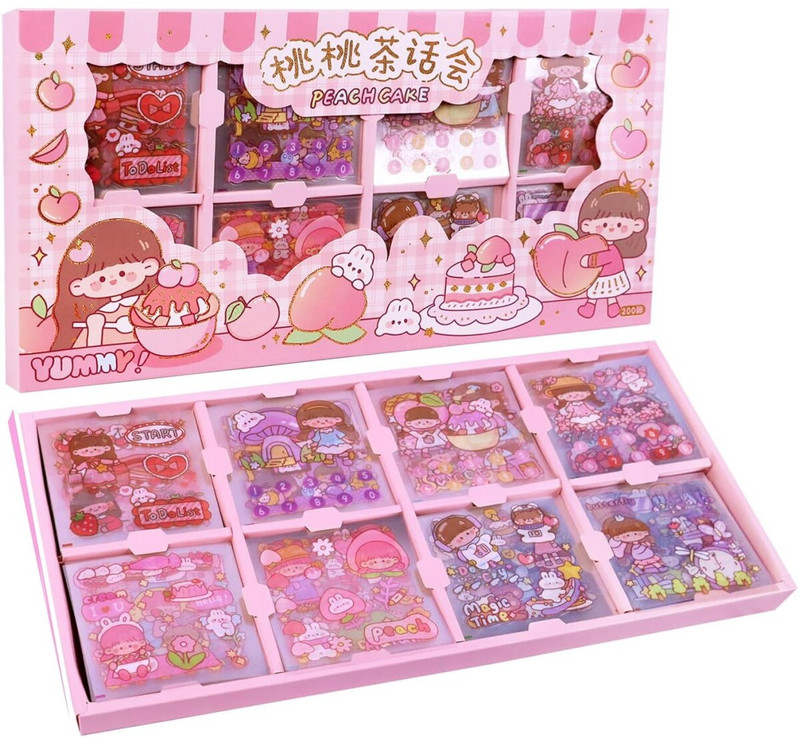 Kavid Cute Daily Life Sticker, 200 Sheet for Creative Decor & Stationery-8compartment