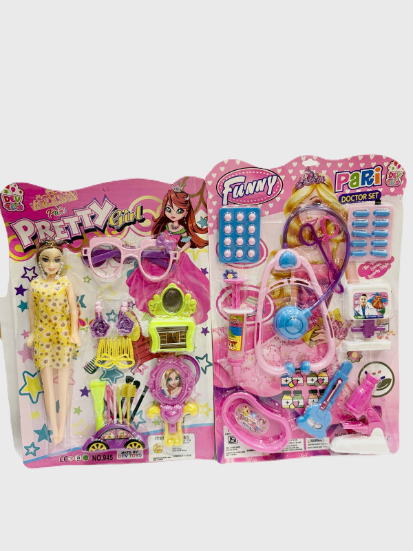 adfield one Pretty Yellow Girl Doll Set + Doctor Set Combo |