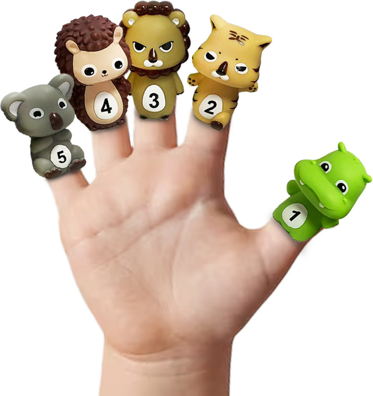 Wembley Finger Puppets for Kids Toddler Storytelling Finger Toys Set - 5Pc - Wild Animal