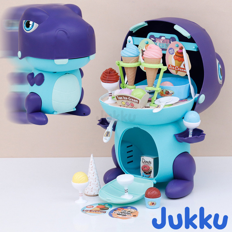 Jukku 44 Pieces Dino Ice-cream Shop Pretend Playset | Serve Sweet Treats