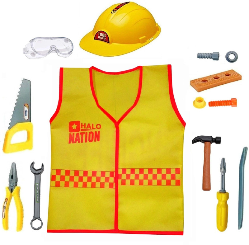 HALO NATION Engineer Dress Roleplay Tools Toys Engineering Tool Kit for Kids 4 to 12 Years