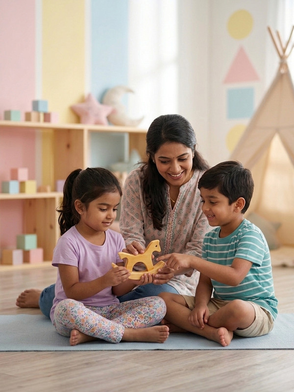 little ginnie Neem Wooden Mini Swing Horse for Toddlers | Wooden Toys for Babies