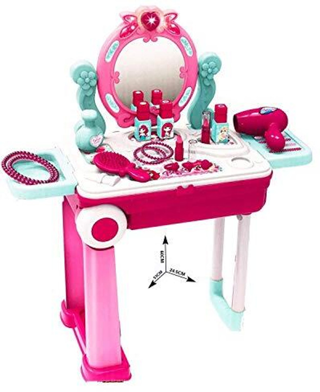 NIYAMAT 2 in 1 Kids Beauty Play Set Vanity Table with Trolley Case & Accessories