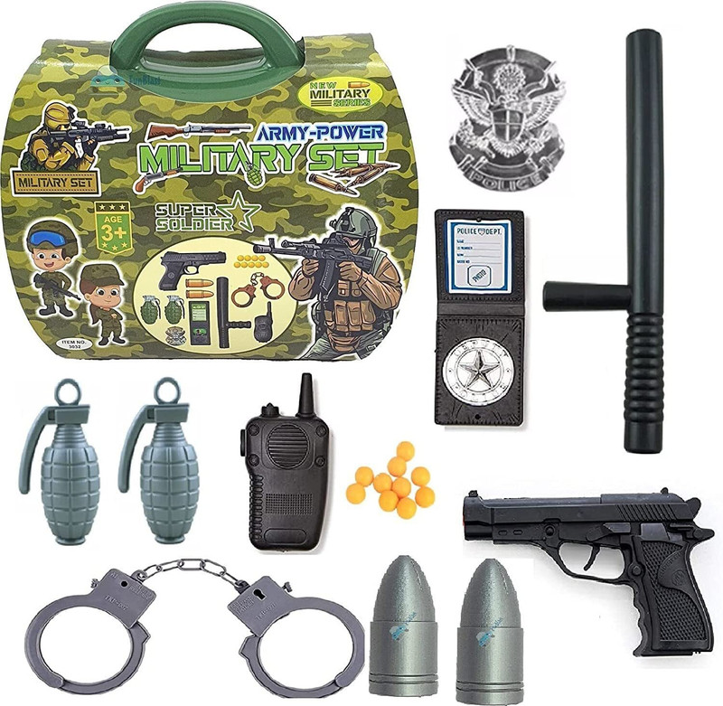 Pepstter Army Toy set for Boys with Handcuff Mini Bullet Gun Toy Role Play Weapon Set