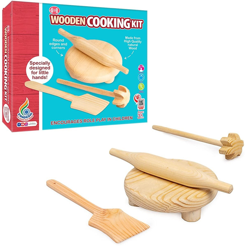 zokato Wooden Cooking kit 4in1 Set for Kids 3+
