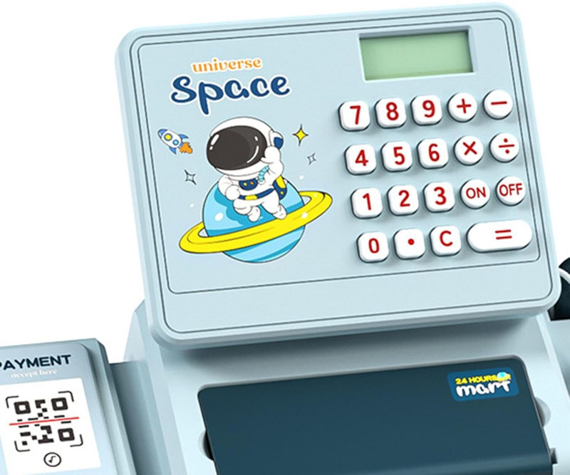 Taabar Pretend Play Calculator Cash Register for Girls Boys Birthday Gifts Space