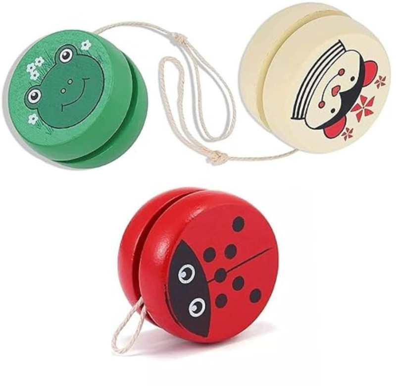 Revcoz Wooden Yo-Yo Spinner Toy for Kids (Pack of 3)(Multicolor)