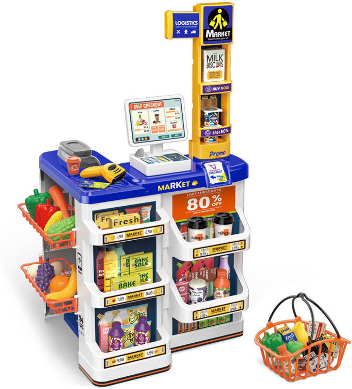 star impex Toy Supermarket Checkout Shopping Basket Plastic Kids Shopping Mall Games