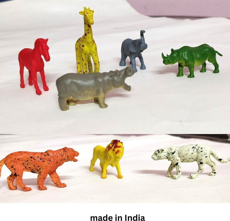 APD New Wild Animals Toys for Kids – Rubber Animal Educational Toy Set (12 Pcs