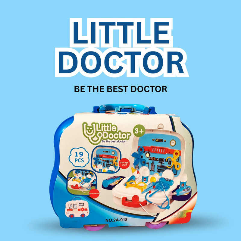 Planet of Toys Doctor Set Portable Wheel Briefcase – Pretend Play Toy Doctor Play Set for Kids