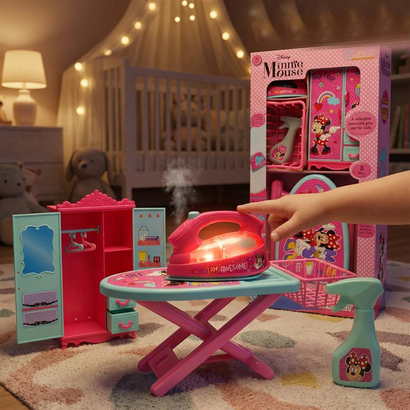 Kriiddaank Minnie Portable Ironing Playset with Stand and Cupboard