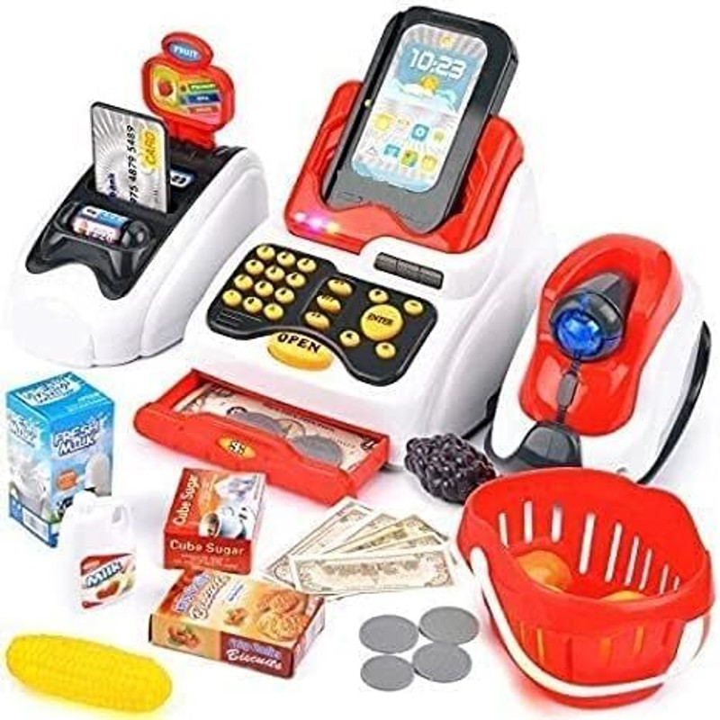 arthasya Home Supermarket Cash Register Till Lights & Sounds Pretend Play