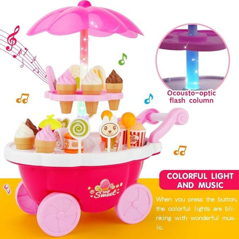 Intelligent Ice Cream (IND*99) Sweet Cart Pretend Play Food Toy with 39 Pcs