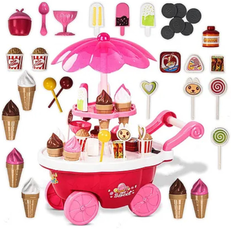 Tiny Tales Ice Cream (IND*09) Candy Mini Shopping Cart Toy (Pink)