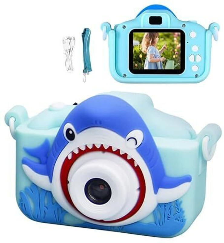 Bluedeal Camera Toys with Shark Silicone Cover, Digital Mini Camera for Kids
