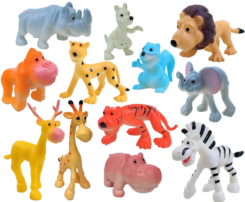 KELOSK 12Pcs Funny Cartoon Animal Toy for Kids Mini Jungle Safari Mini Zoo Toy for kids