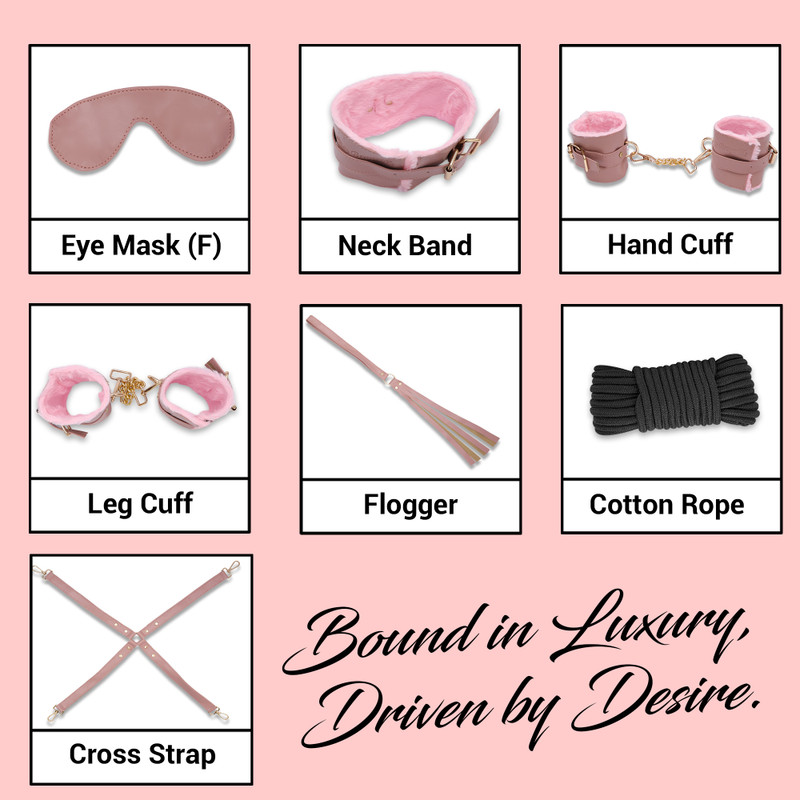 Bragrills Premium Faux Leather Cosplay Accessory Kit (Pink) | Mask, Adjustable Straps