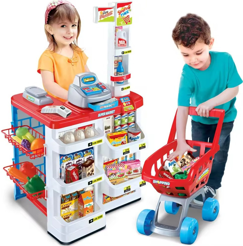 HIM TAX Shopping Cart Toy Pretend Play Shopping Toys Supermarket Kids Supermarket Toy