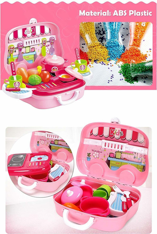 NAMANSHU TEX Mini Modern Kitchen Food Cooking Accessories Cook Suitcase Collection Toy