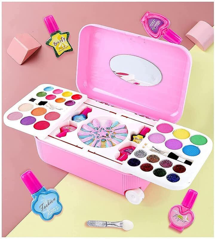 KIDOLOGY All-in-One Cosmetic Makeup Kit - Palette, Nail Art Kit for Kids Pretend Play Toy