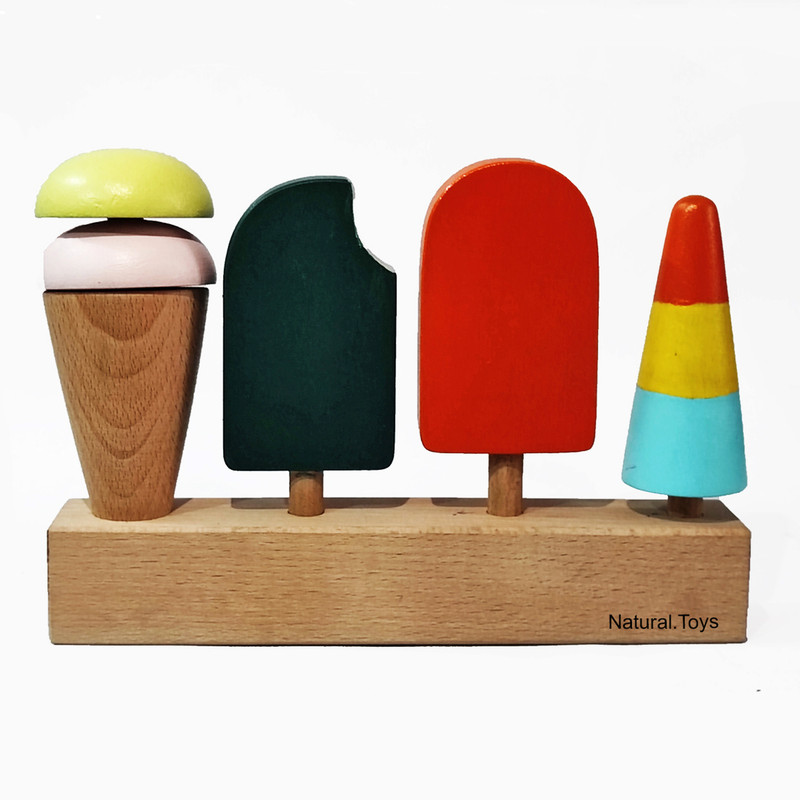 Natural.Toys Wooden Pretend Toy Ice Cream Set