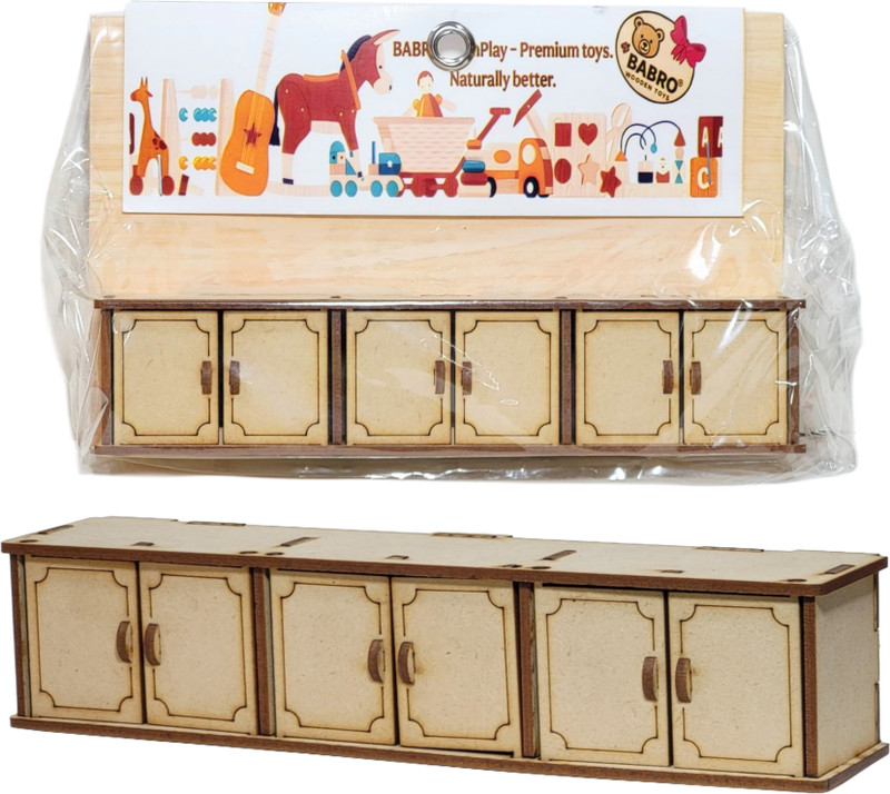 BABRO Wooden Mini Cupboard Toy for Kids, Dollhouse Furniture Accessory