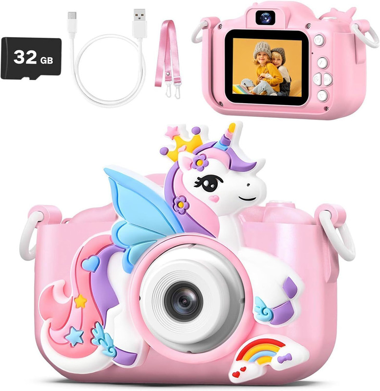VOLTAC Digital Camera for Kids, 1080P FHD Kids Camera with 32GB SD Card(44 MP, Pink)