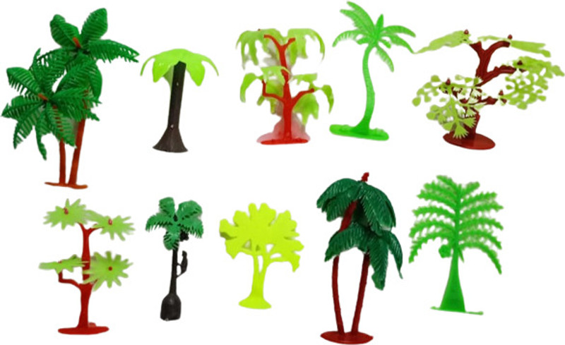 S Mark Mini Size Plam Size Plastic Plant Set for Kids/ Baby Girls/Boys (10Pcs)