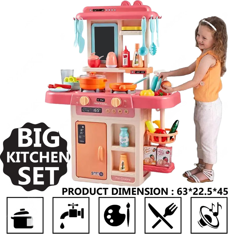HIM TAX Kitchen Set for Kids Cooking play set Toy with Water Tap Light and Sound Toy